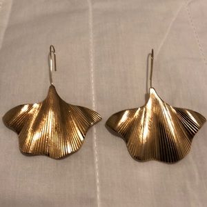 Gold Fan Lotus Shaped Earrings